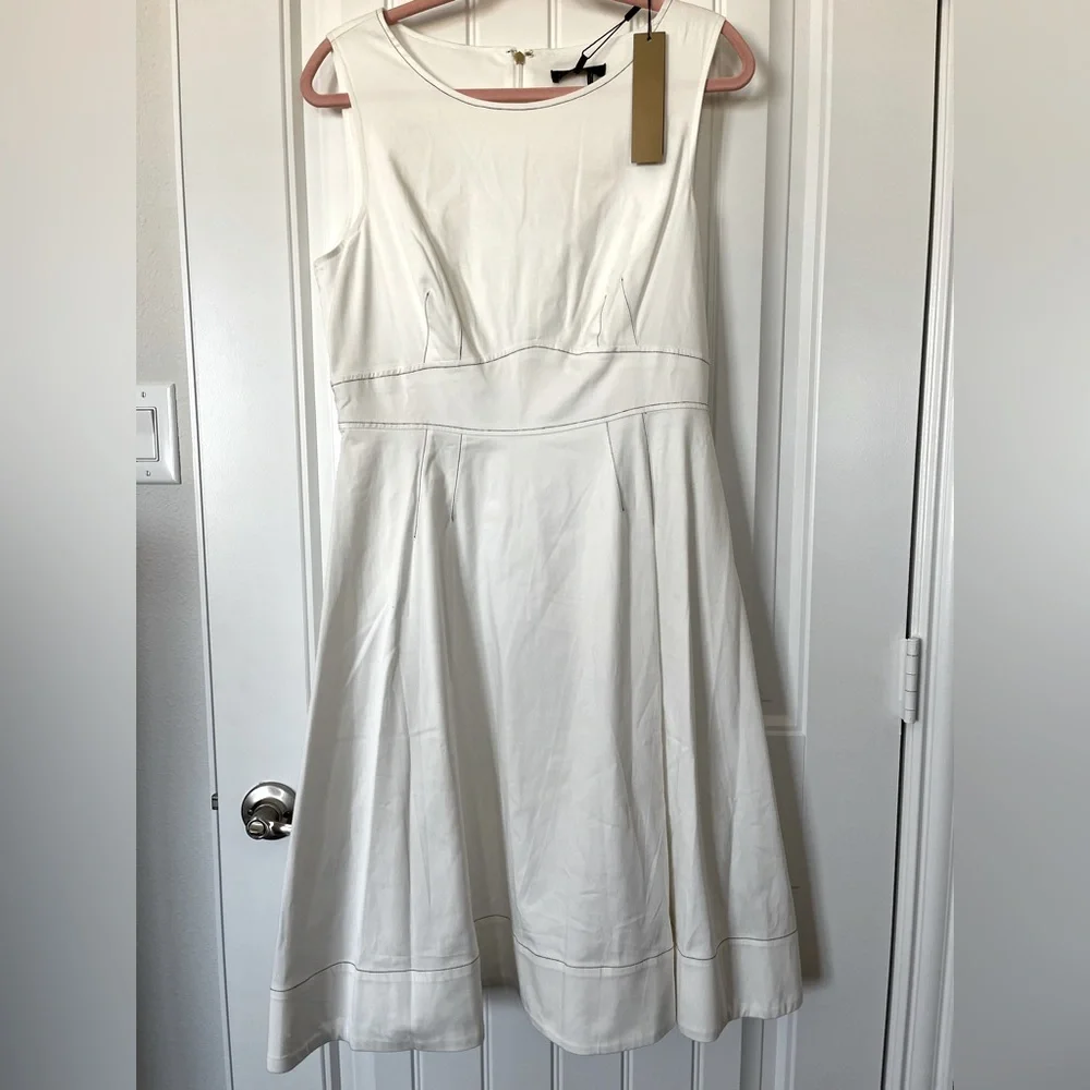 Donna Karan BEAUTIFUL white cotton sleeveless midi dress  NEW WITH TAGS. Size 10
